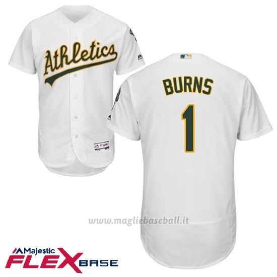 Maglia Baseball Uomo Oakland Athletics Billy Burns Bianco Autentico Collezione Flex Base Custom